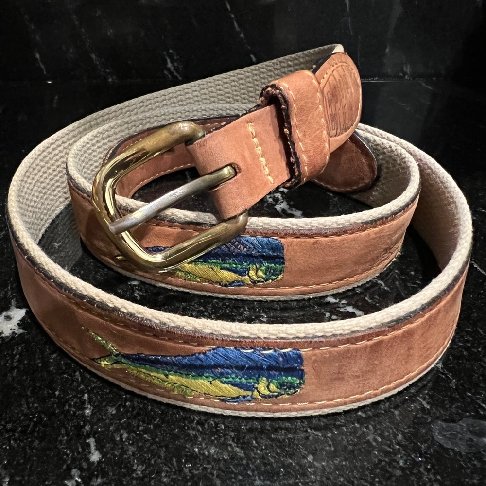 Zep -Pro men’s leather embossed belt  Dolphin motif size 44